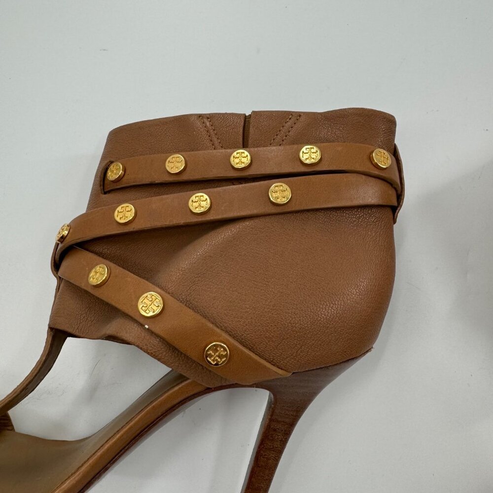 Tory Burch Graham Brown Leather Strappy High Heel Sandals 9M - Picture 8 of 15